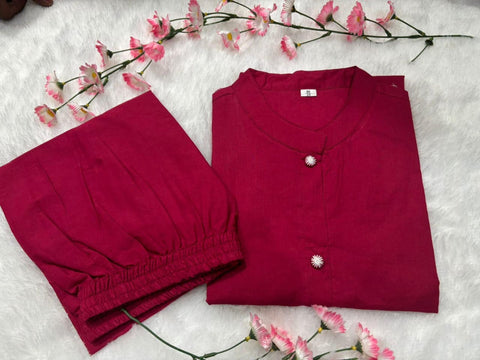 Elegant Cotton Embroidered Kurti Set with Pant – Office Wear