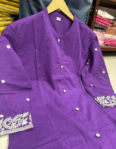Elegant Cotton Embroidered Kurti Set with Pant – Office Wear