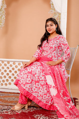 Anarkali Kurti Pant Dupatta Set