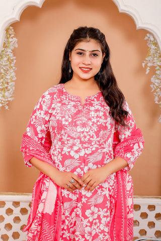 Anarkali Kurti Pant Dupatta Set