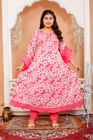 Anarkali Kurti Pant Dupatta Set