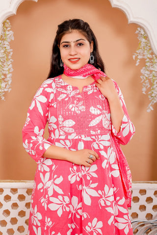Anarkali Kurti Pant Dupatta Set