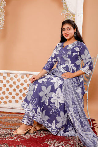 Anarkali Kurti Pant Dupatta Set