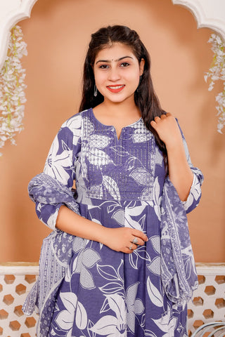 Anarkali Kurti Pant Dupatta Set