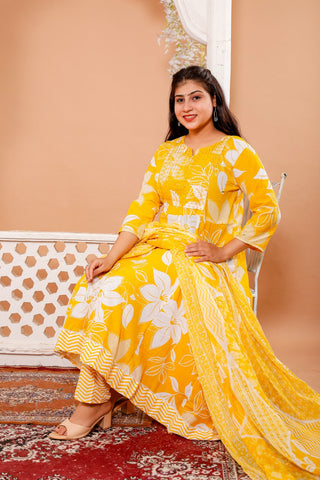 Anarkali Kurti Pant Dupatta Set