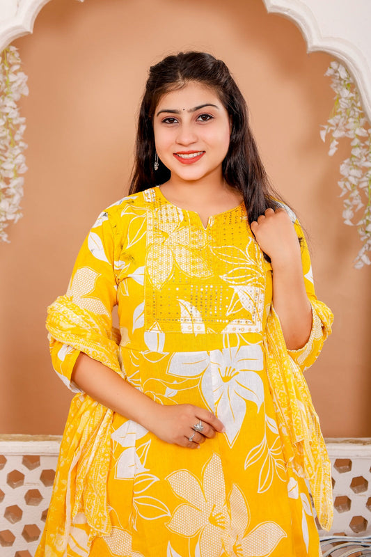 Anarkali Kurti Pant Dupatta Set