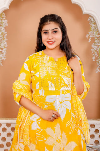 Anarkali Kurti Pant Dupatta Set