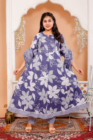 Anarkali Kurti Pant Dupatta Set
