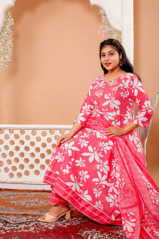 Anarkali Kurti Pant Dupatta Set