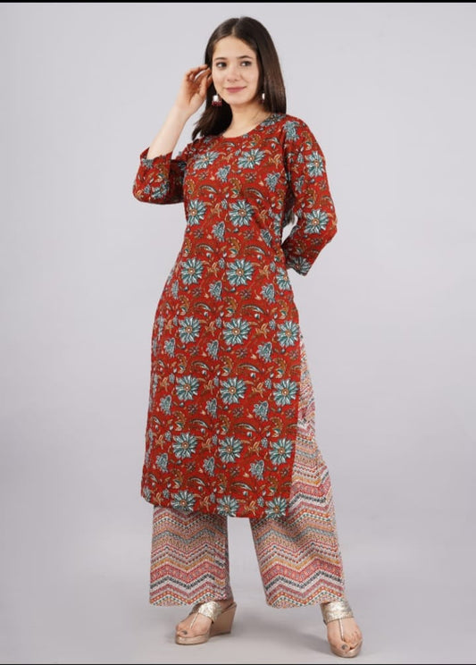 Cotton kurti plazoo set