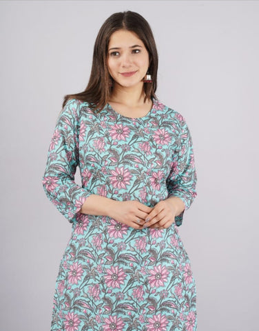 Cotton kurti plazoo set