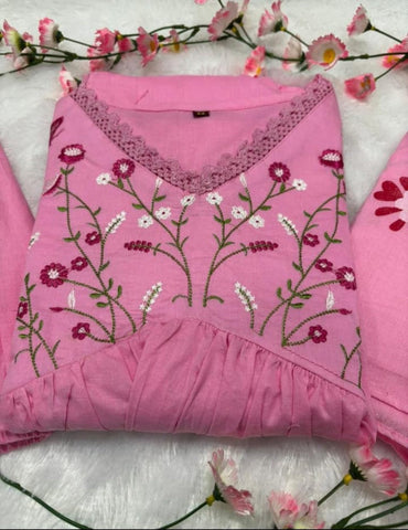Magenta Cotton Anarkali Set
