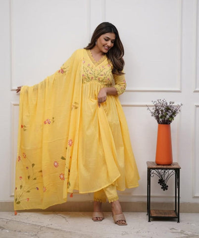Magenta Cotton Anarkali Set