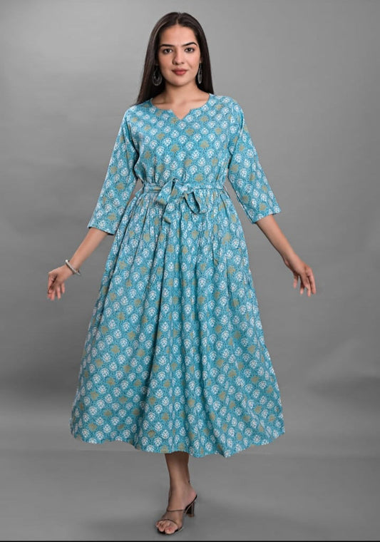 RAYON PRINTED KALMKARI GOWN