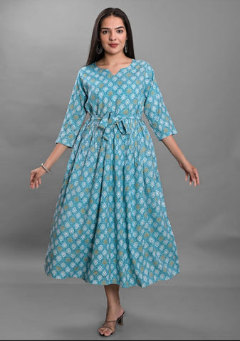 RAYON PRINTED KALMKARI GOWN