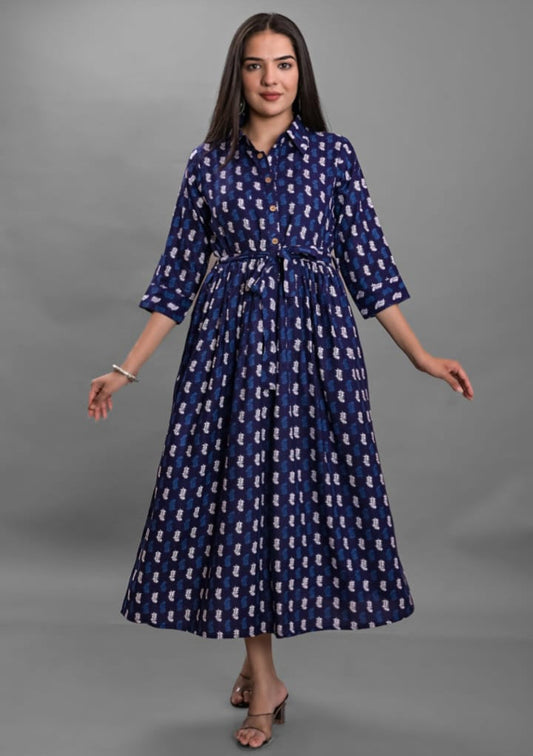 RAYON PRINTED KALMKARI GOWN