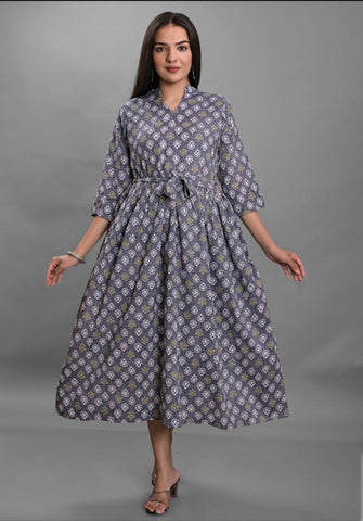 RAYON PRINTED KALMKARI GOWN