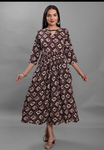 RAYON PRINTED KALMKARI GOWN