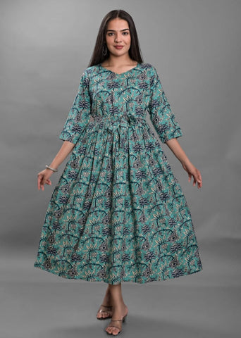RAYON PRINTED KALMKARI GOWN