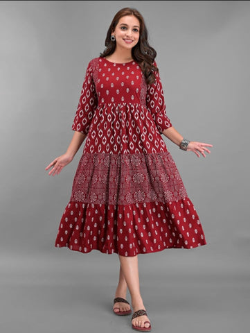 RAYON PRINTED MISMATCH GOWN