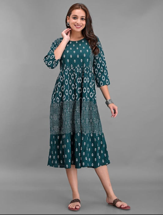 RAYON PRINTED MISMATCH GOWN