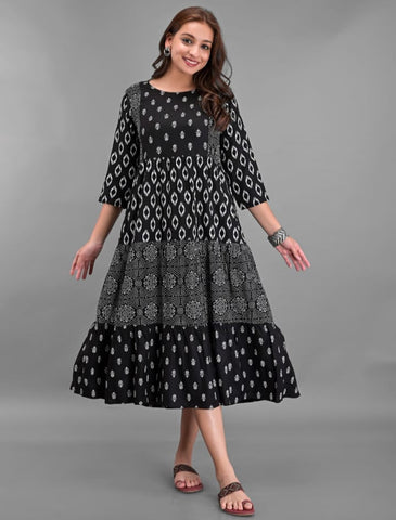 RAYON PRINTED MISMATCH GOWN