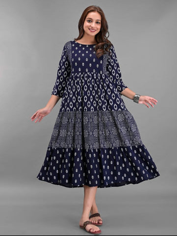RAYON PRINTED MISMATCH GOWN