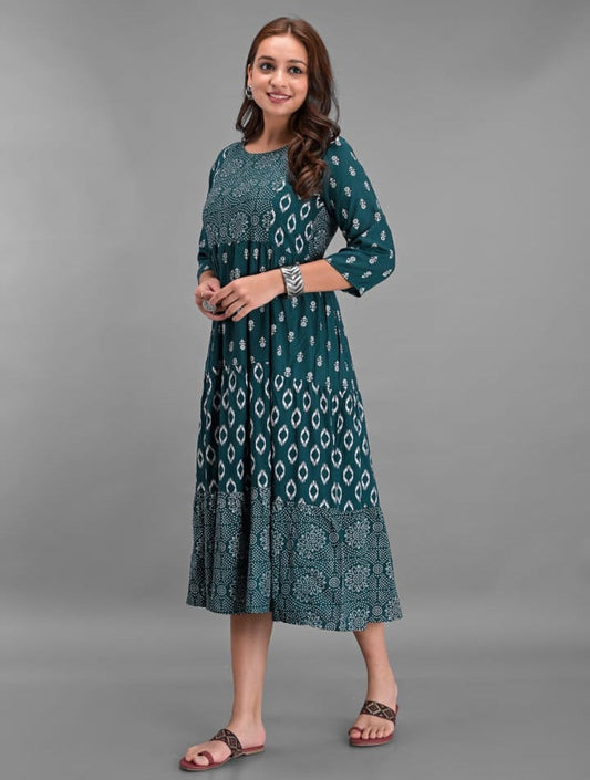 RAYON PRINTED MISMATCH GOWN