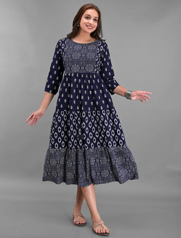 RAYON PRINTED MISMATCH GOWN