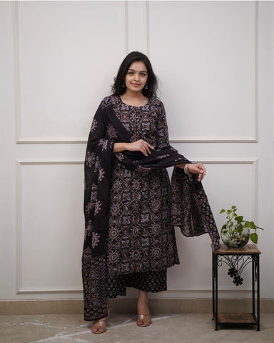 Blockprint Charm – Premium 3Pc Cotton Set Kurti