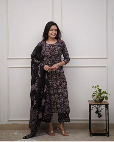 Blockprint Charm – Premium 3Pc Cotton Set Kurti
