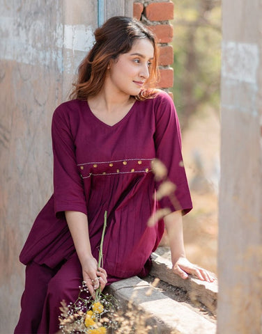 Wine Plum Cotton Co-Ord Set
